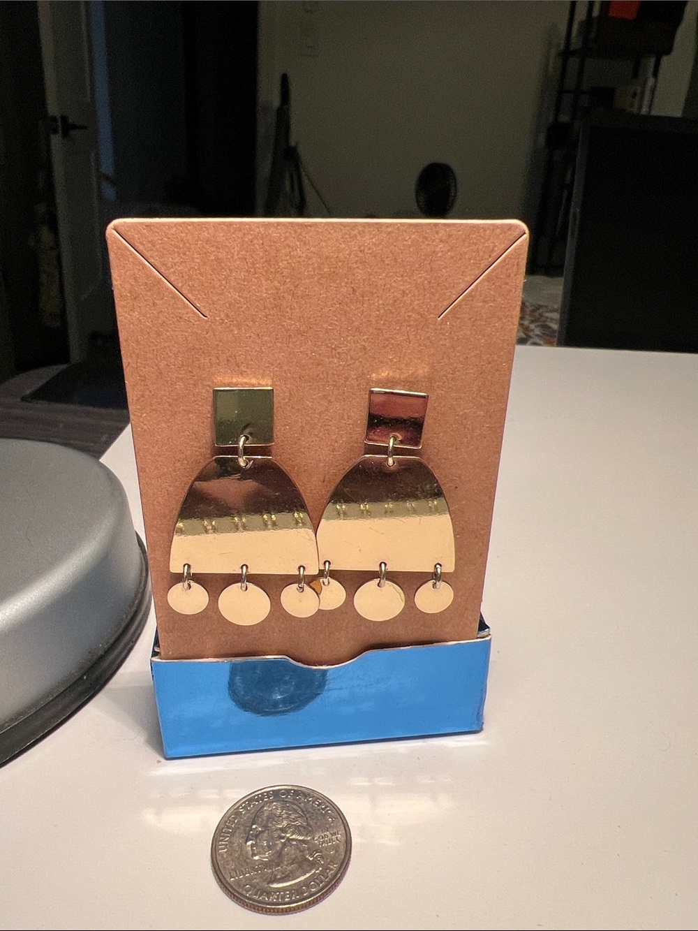 Gold-tone Dangle Earrings with Coin Charms